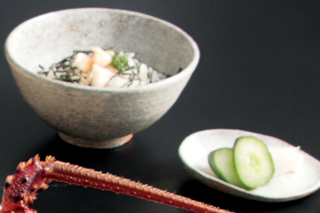 伊勢海老の海苔茶漬け、香の物