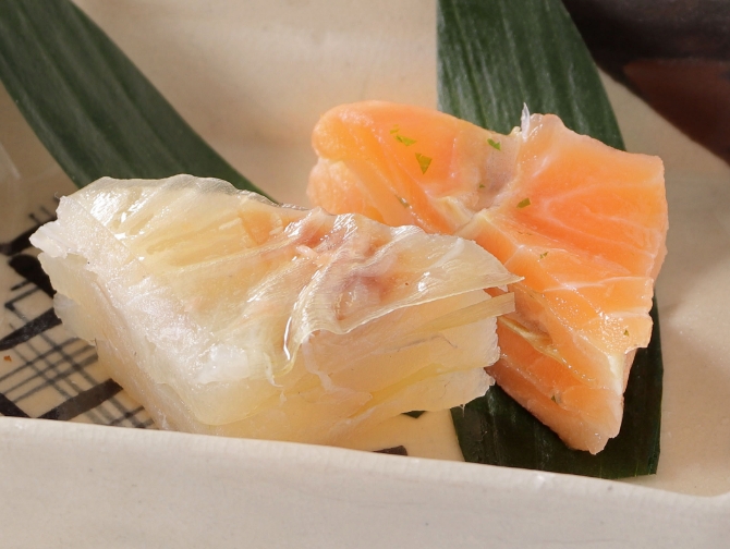 真鯛南蛮漬とサーモンの昆布〆